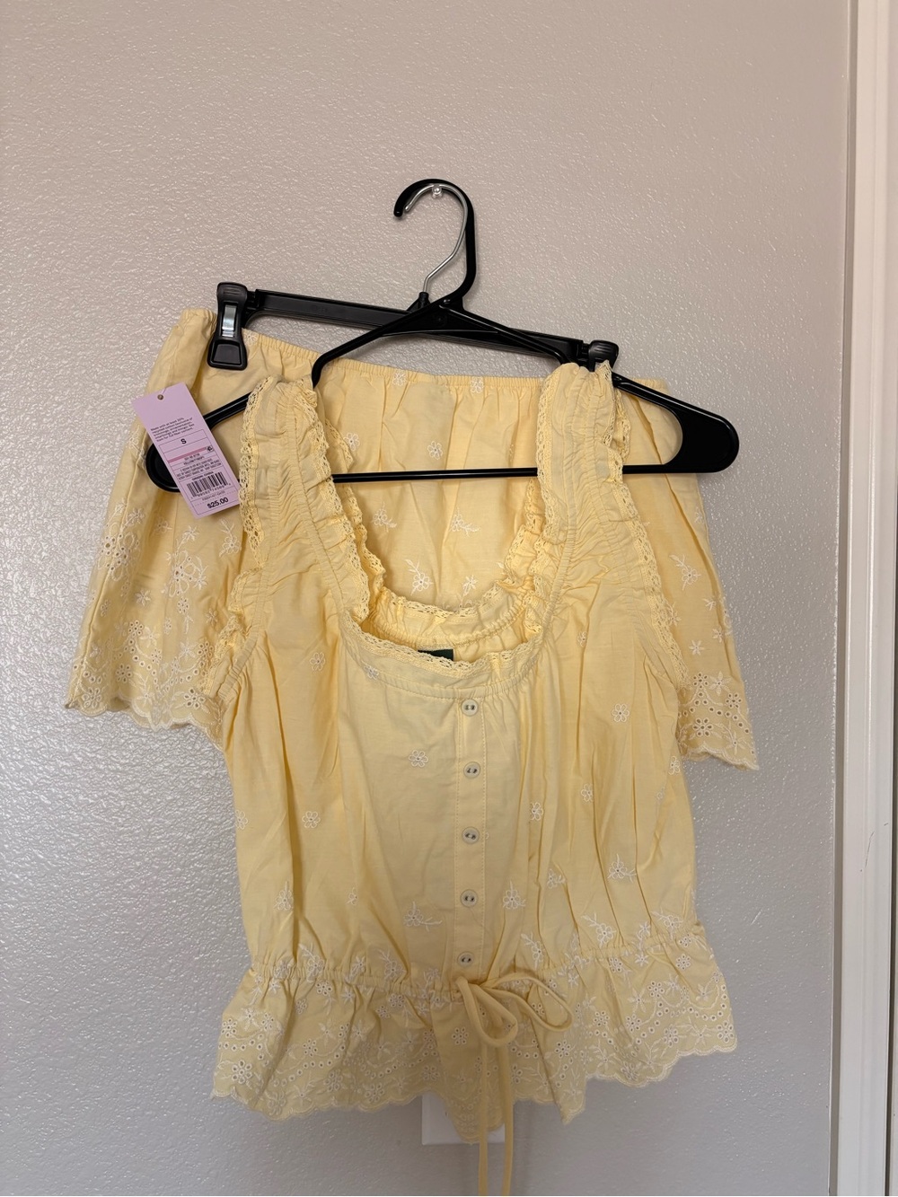 Light Yellow Eyelet Button-Front Women’s Top